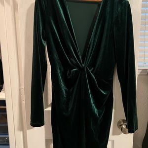 Green velvet dress